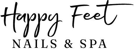 happyfeet nails graphical logo spa text written happy feet nails & spa